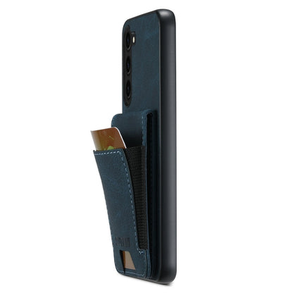 Pour Samsuny Galaxy S23+ 5G Suteni H03 Coque arrière de téléphone en cuir litchi avec porte-cartes (Bleu)