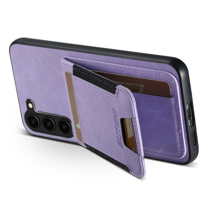 For Samsuny Galaxy S23+ 5G Suteni H03 Litchi Leather Card Bag Stand Back Phone Case(Purple)