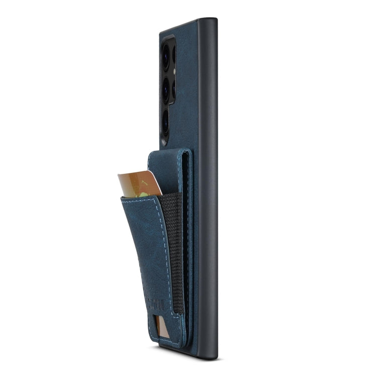 Pour étui de téléphone arrière Samsuny Galaxy S22 Ultra 5G Suteni H03 Litchi en cuir avec porte-cartes (bleu)
