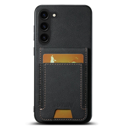 Pour Samsuny Galaxy S22+ 5G Suteni H03 Coque de téléphone arrière en cuir litchi avec béquille (Noir)