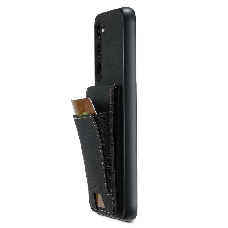 Pour Samsuny Galaxy S22+ 5G Suteni H03 Coque de téléphone arrière en cuir litchi avec béquille (Noir)