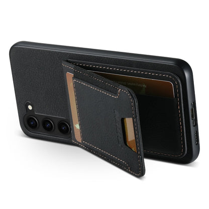 Pour Samsuny Galaxy S22+ 5G Suteni H03 Coque de téléphone arrière en cuir litchi avec béquille (Noir)
