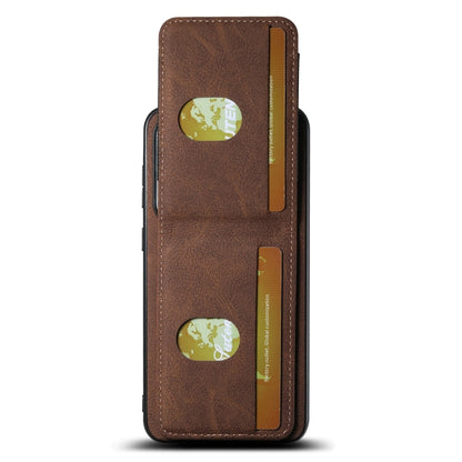 For Samsuny Galaxy S22+ 5G Suteni H03 Litchi Leather Card Bag Stand Back Phone Case(Brown)