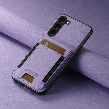 For Samsuny Galaxy S22+ 5G Suteni H03 Litchi Leather Card Bag Stand Back Phone Case(Purple)