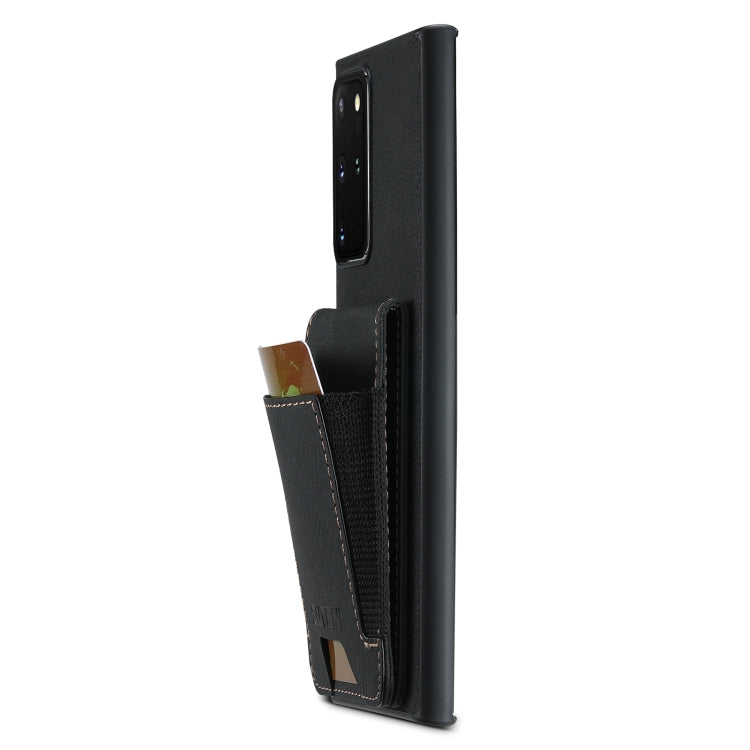 For Samsuny Galaxy Note20 5G Suteni H03 Litchi Leather Card Bag Stand Back Phone Case(Black)