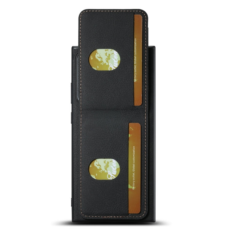 For Samsuny Galaxy Note20 5G Suteni H03 Litchi Leather Card Bag Stand Back Phone Case(Black)