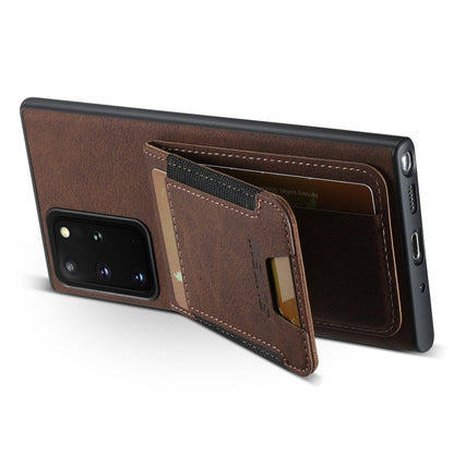 For Samsuny Galaxy Note20 5G Suteni H03 Litchi Leather Card Bag Stand Back Phone Case(Brown)