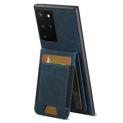 For Samsuny Galaxy Note20 5G Suteni H03 Litchi Leather Card Bag Stand Back Phone Case(Blue)