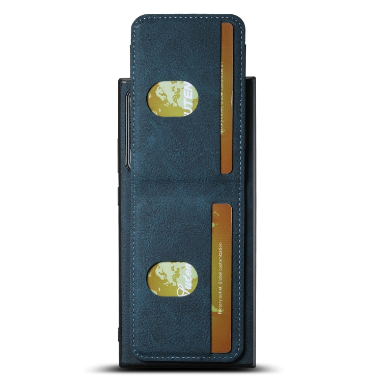 For Samsuny Galaxy Note20 5G Suteni H03 Litchi Leather Card Bag Stand Back Phone Case(Blue)