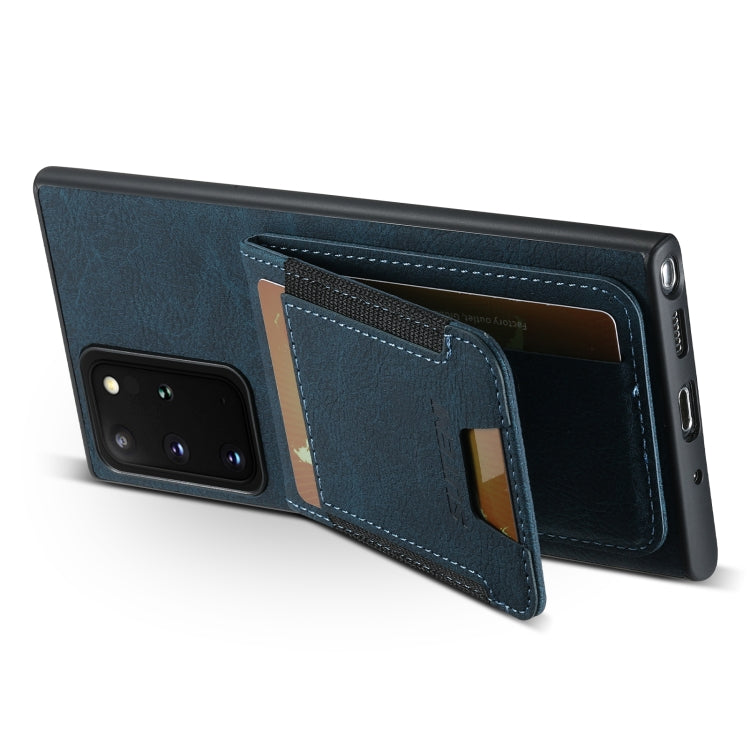 For Samsuny Galaxy Note20 5G Suteni H03 Litchi Leather Card Bag Stand Back Phone Case(Blue)