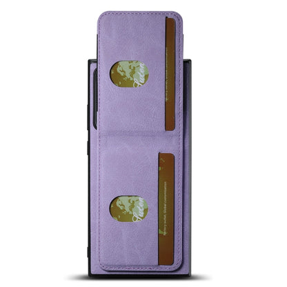 For Samsuny Galaxy Note20 5G Suteni H03 Litchi Leather Card Bag Stand Back Phone Case(Purple)
