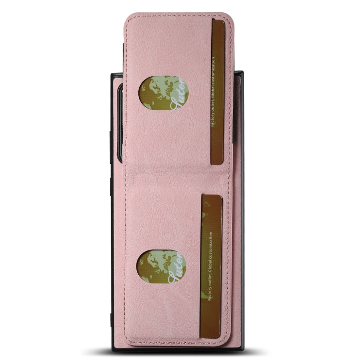 Pour Samsuny Galaxy Note20 Ultra 5G Étui de téléphone arrière en cuir litchi Suteni H03 avec porte-cartes (Rose)