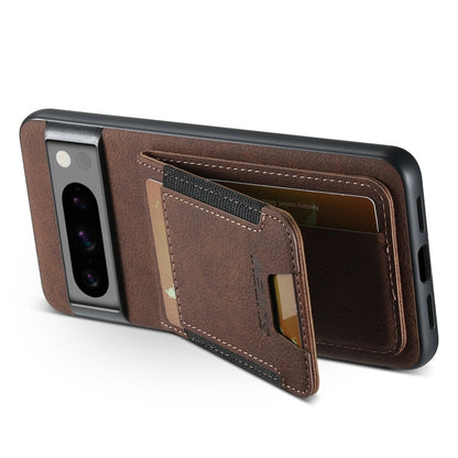 For Google Pixel 7a Suteni H03 Litchi Leather Card Bag Stand Back Phone Case(Brown)