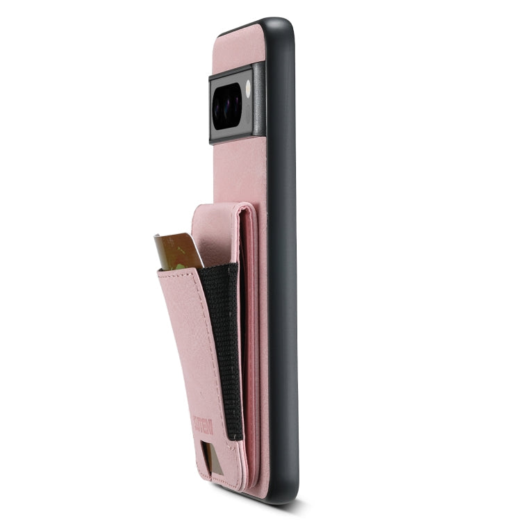 For Google Pixel 7a Suteni H03 Litchi Leather Card Bag Stand Back Phone Case(Pink)