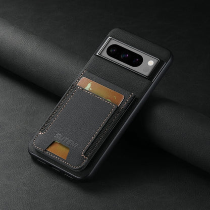 For Google Pixel 7 Pro Suteni H03 Litchi Leather Card Bag Stand Back Phone Case(Black)