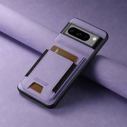 For Google Pixel 7 Pro Suteni H03 Litchi Leather Card Bag Stand Back Phone Case(Purple)