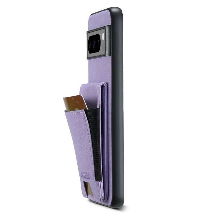 For Google Pixel 6a Suteni H03 Litchi Leather Card Bag Stand Back Phone Case(Purple)