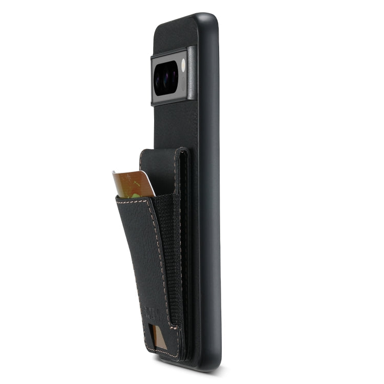 For Google Pixel 6 Pro Suteni H03 Litchi Leather Card Bag Stand Back Phone Case(Black)