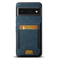 For Google Pixel 6 Pro Suteni H03 Litchi Leather Card Bag Stand Back Phone Case(Blue)