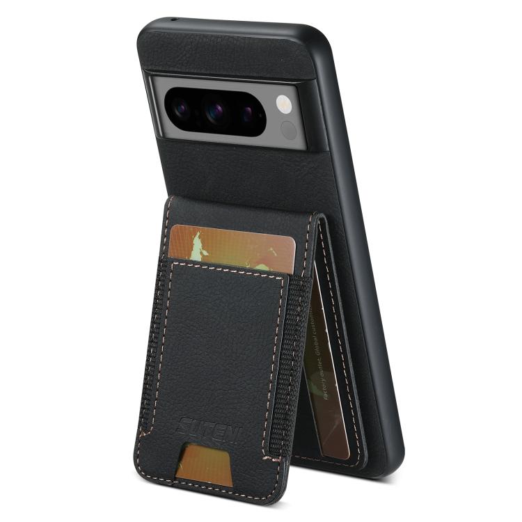 For Google Pixel 9 Suteni H03 Litchi Leather Card Bag Stand Back Phone Case(Black)