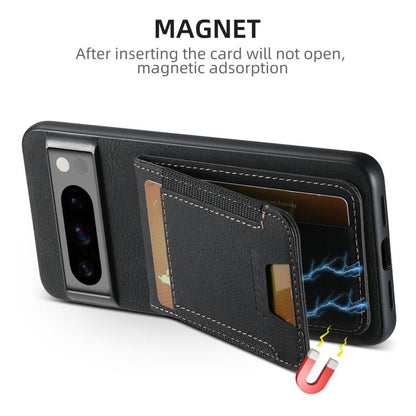 For Google Pixel 9 Suteni H03 Litchi Leather Card Bag Stand Back Phone Case(Black)