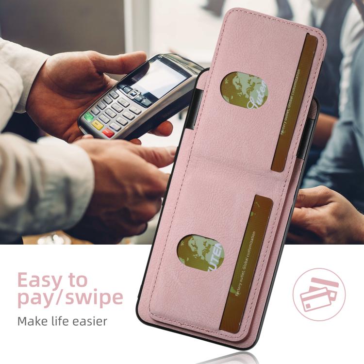 Pour Google Pixel 9 Étui de téléphone arrière Suteni H03 en cuir litchi avec porte-cartes et béquille (rose)