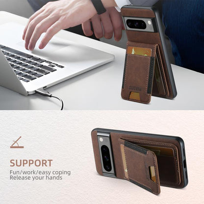 For Google Pixel 10 Suteni H03 Litchi Leather Card Bag Stand Back Phone Case(Brown)