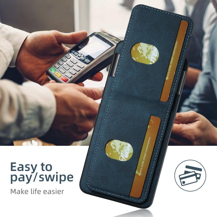 For Google Pixel 10 Pro XL Suteni H03 Litchi Leather Card Bag Stand Back Phone Case(Blue)