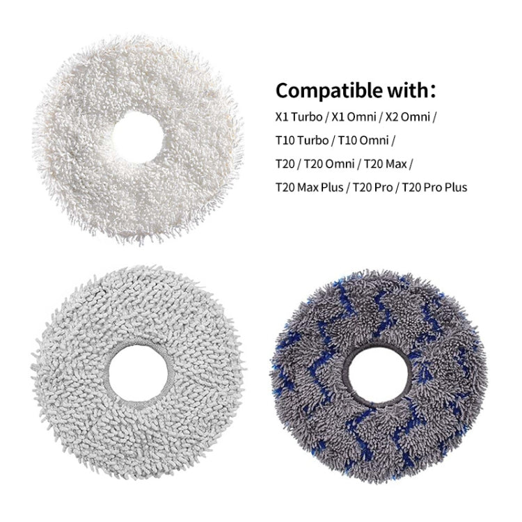 JUNSUNMAY 4pcs Washable Mop Pads Replacement for ECOVACS DEEBOT X1 Turbo / X2 Omni / T20 Pro(Grey)