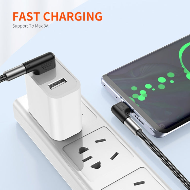 ENKAY 3A Elbow Reversible USB to Elbow Type-C Fast Charging Data Cable, Length:3m