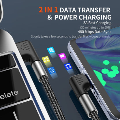 ENKAY 3A Elbow Reversible USB to Elbow Type-C Fast Charging Data Cable, Length:2m