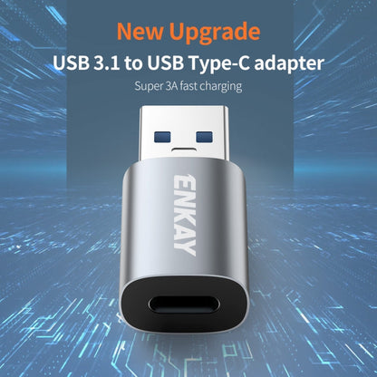 ENKAY ENK-AT118 Aluminium Alloy Male USB 3.1 to Female Type-C Data Adapter Converter Support Fast Charging