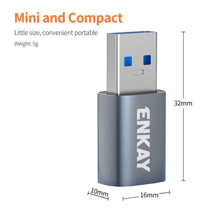 ENKAY ENK-AT118 Aluminium Alloy Male USB 3.1 to Female Type-C Data Adapter Converter Support Fast Charging