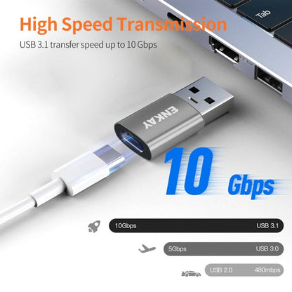 ENKAY ENK-AT118 Aluminium Alloy Male USB 3.1 to Female Type-C Data Adapter Converter Support Fast Charging