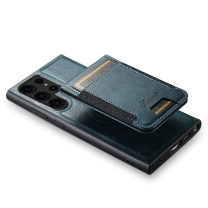 For Samsung Galaxy S23 Ultra 5G Suteni H17 Oil Eax Leather MagSafe Detachable Wallet Phone Case(Blue)