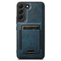 For Samsung Galaxy S22 5G Suteni H17 Oil Eax Leather MagSafe Detachable Wallet Phone Case(Blue)