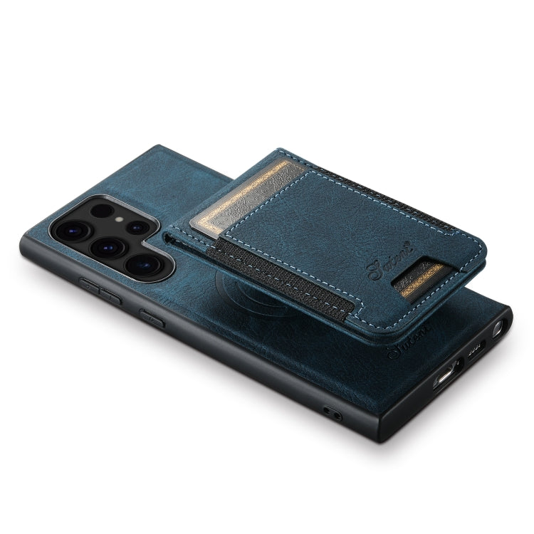 For Samsung Galaxy S23 Ultra 5G Suteni H17 Litchi Texture Leather MagSafe Detachable Wallet Phone Case(Blue)
