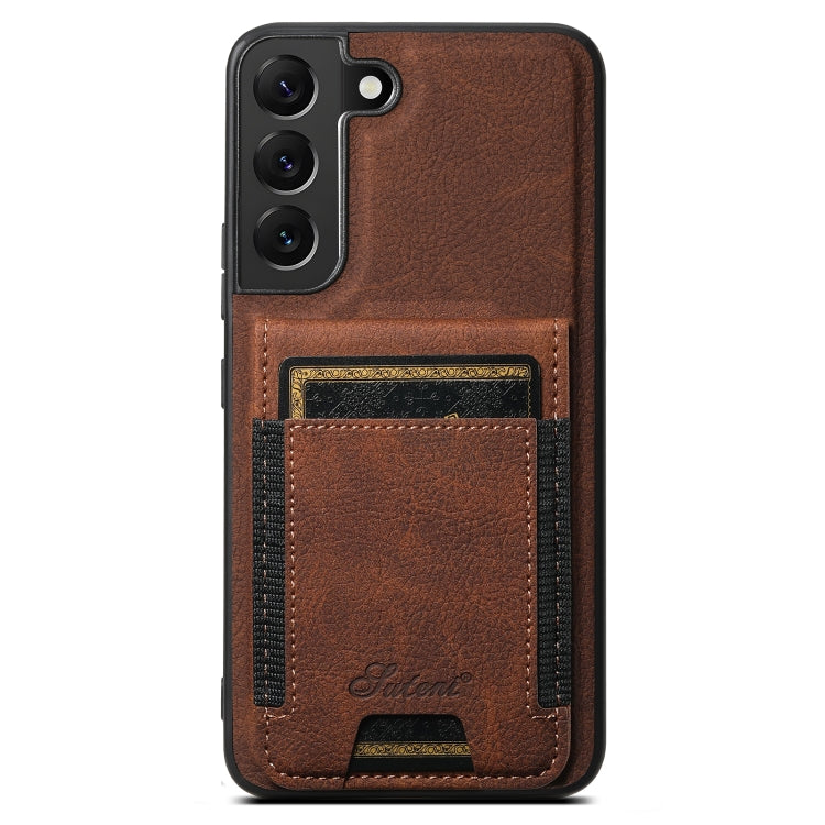 For Samsung Galaxy S23+ 5G Suteni H17 Litchi Texture Leather MagSafe Detachable Wallet Phone Case(Brown)