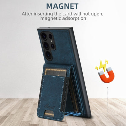 For Samsung Galaxy S23+ 5G Suteni H17 Litchi Texture Leather MagSafe Detachable Wallet Phone Case(Blue)