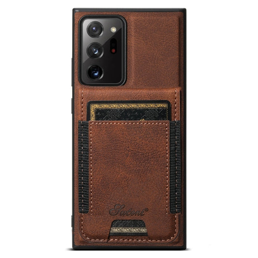 For Samsung Galaxy Note20 Ultra Suteni H17 Litchi Texture Leather MagSafe Detachable Wallet Phone Case(Brown)