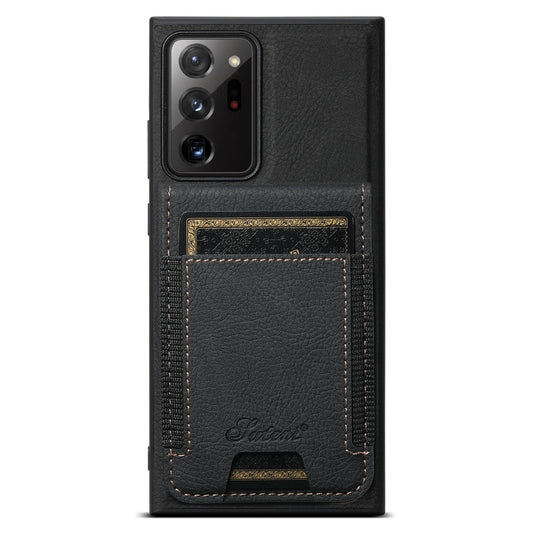 For Samsung Galaxy Note20 Suteni H17 Litchi Texture Leather MagSafe Detachable Wallet Phone Case(Black)