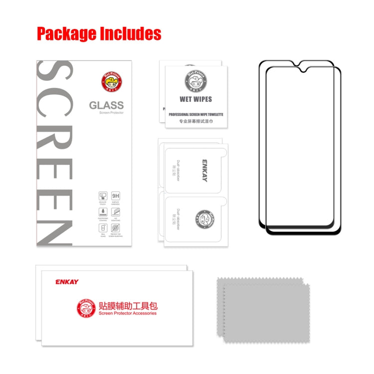For OPPO A59 5G 2pcs ENKAY Full Glue High Aluminum-silicon Tempered Glass Film