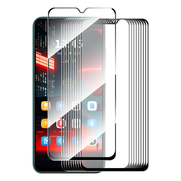 For Tecno POP 7 10pcs ENKAY Full Glue High Aluminum-silicon Tempered Glass Film