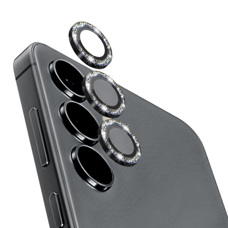 For Samsung Galaxy S24 5G NORTHJO Camera Lens Bling Glitter Metal Ring Tempered Glass Film(Black)