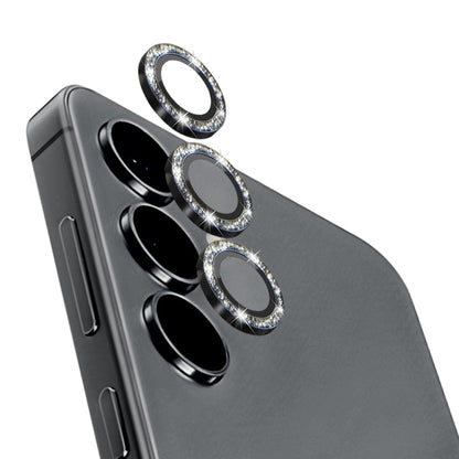 For Samsung Galaxy S24 5G NORTHJO Camera Lens Bling Glitter Metal Ring Tempered Glass Film(Black)