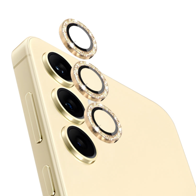 Pour Samsung Galaxy S24 5G NORTHJO Caméra Lentille Bling Paillettes Anneau Métal Film Verre Trempé (Doré)