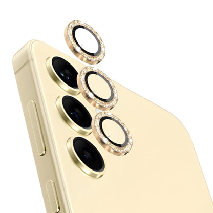 Pour Samsung Galaxy S24 5G NORTHJO Caméra Lentille Bling Paillettes Anneau Métal Film Verre Trempé (Doré)