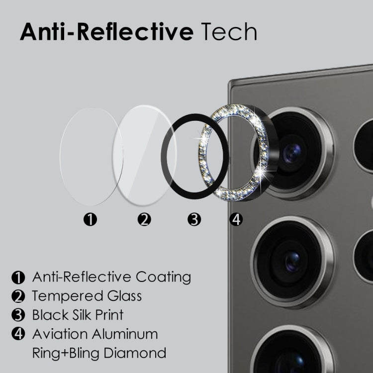 For Samsung Galaxy S24 Ultra 5G NORTHJO Camera Lens Bling Glitter Metal Ring Tempered Glass Film(Black)