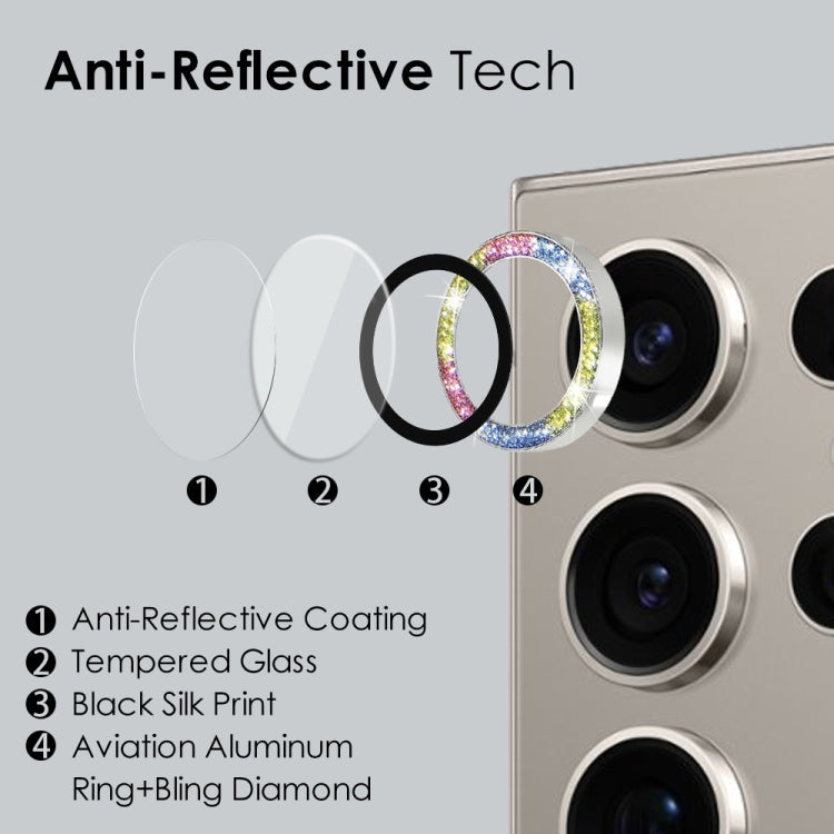 For Samsung Galaxy S24 Ultra 5G NORTHJO Camera Lens Bling Glitter Metal Ring Tempered Glass Film(Colorful)