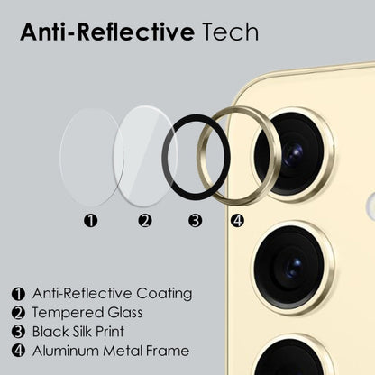 For Samsung Galaxy S24 5G NORTHJO Camera LensCD Vein Metal Ring Tempered Glass Film(Gold)